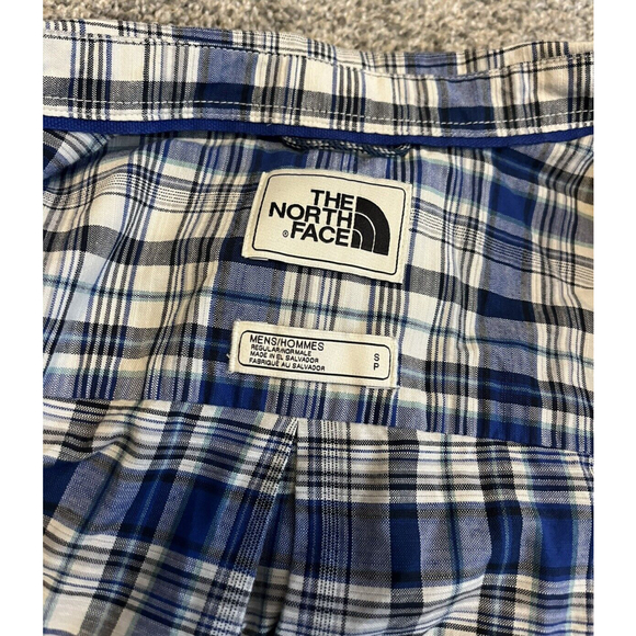 The North Face Shirt Mens Small Blue White Plaid Button Up Short Sleeve Casual - Picture 5 of 9